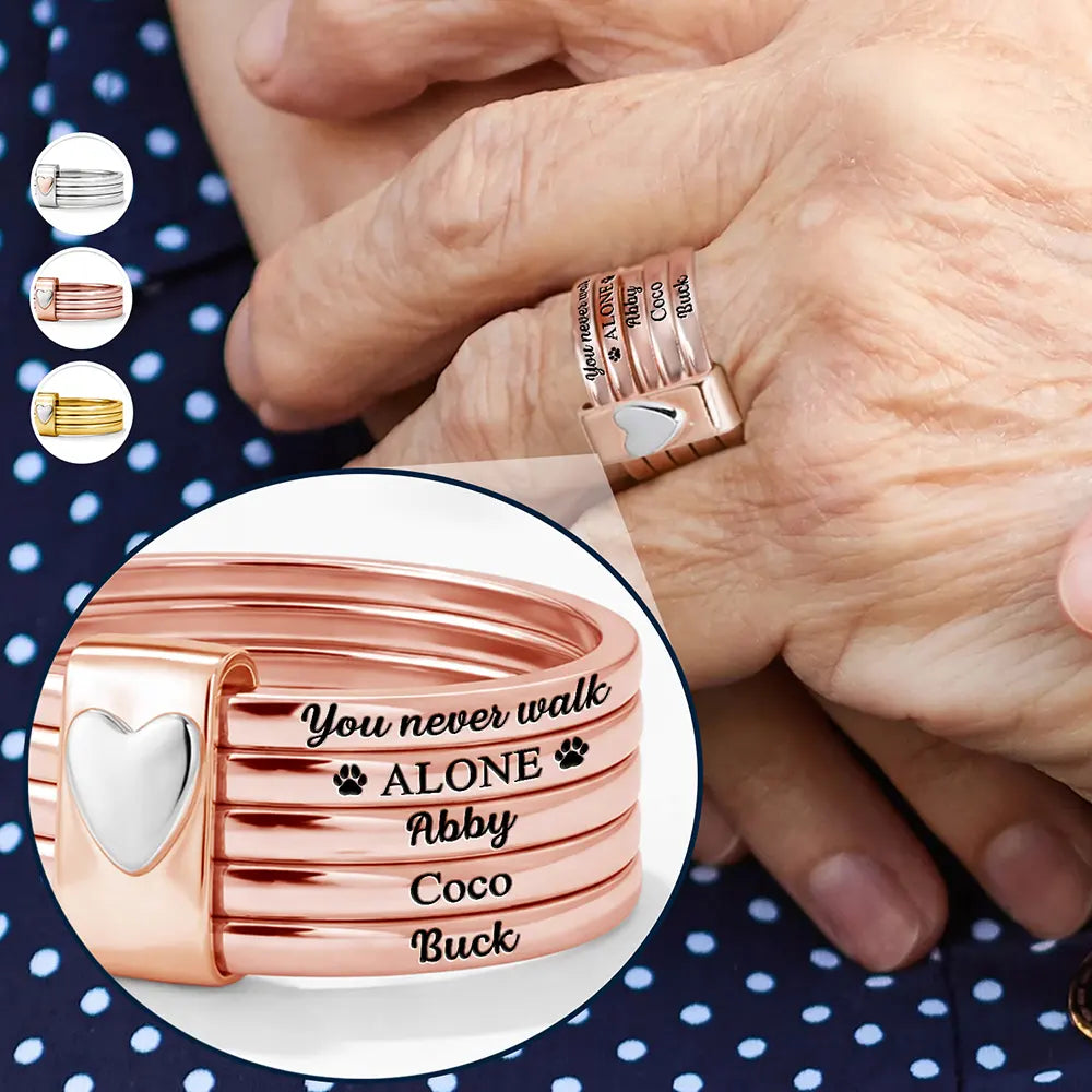 I'm With You Always Pet Memorial - Personalized Heart Stacking Rings
