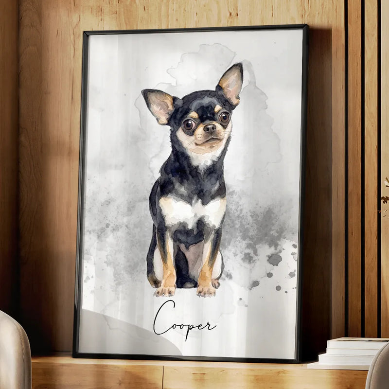 Custom Photo Watercolor Art Portrait Cat Dog Pet - Personalized Poster