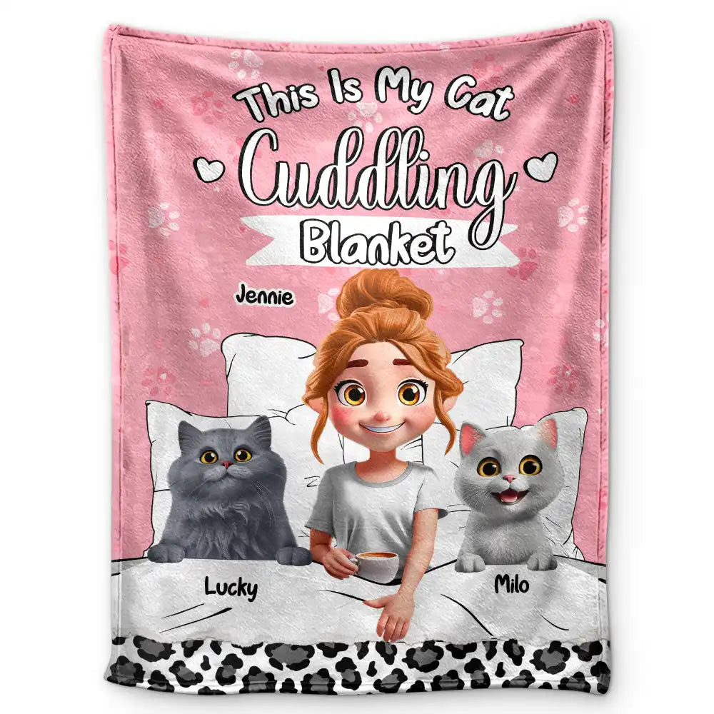 This Is My Cat Cuddling Blanket - Personalized Fleece Blanket, Sherpa Blanket