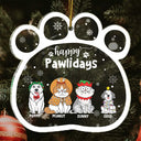 Happy Pawlidays Cartoon Dogs Cats - Christmas Gift For Pet Lovers - Personalized Custom Shaped Acrylic Ornament