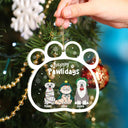 Happy Pawlidays Cartoon Dogs Cats - Christmas Gift For Pet Lovers - Personalized Custom Shaped Acrylic Ornament