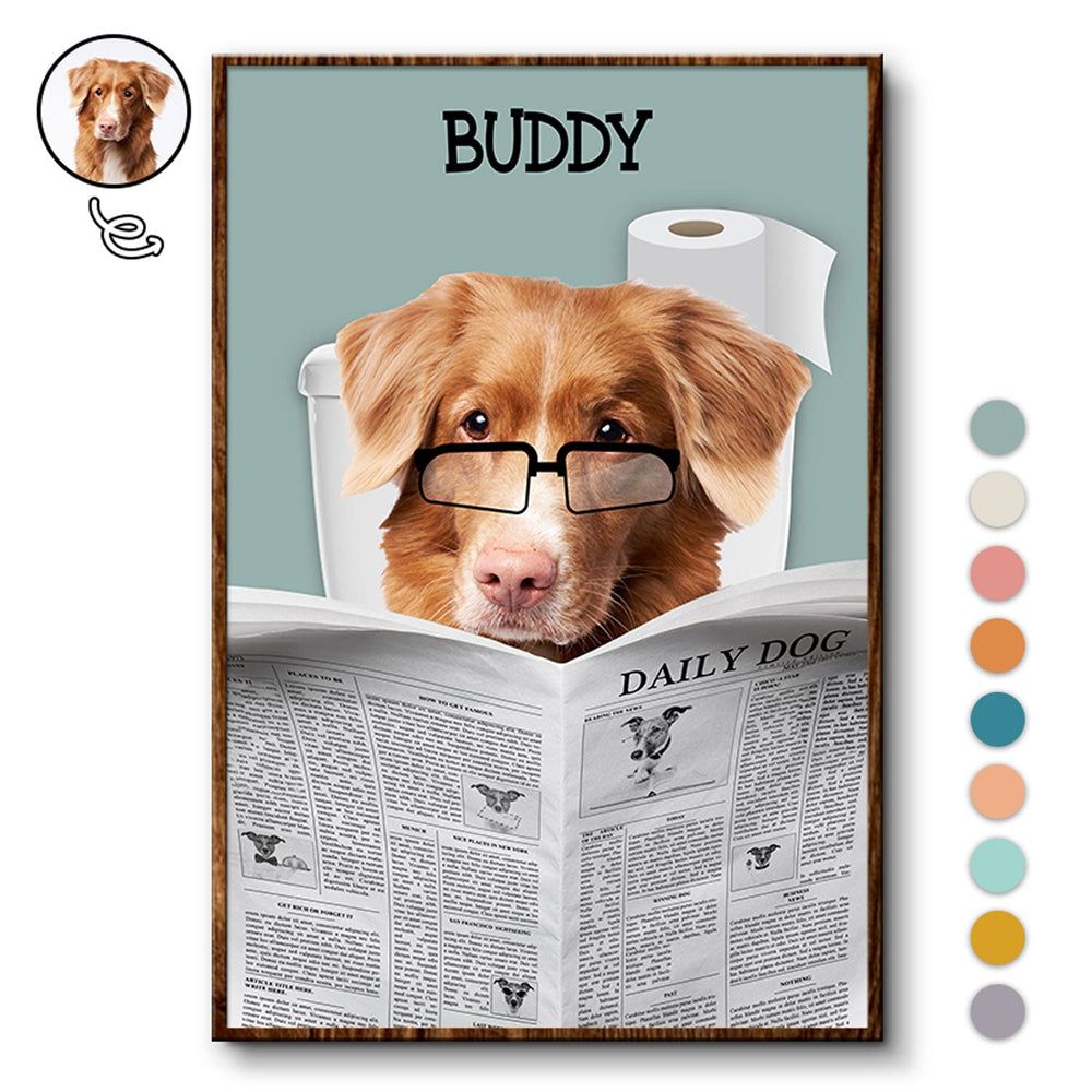 Custom Photo Funny Dog Reading Newspaper - Personalized Poster