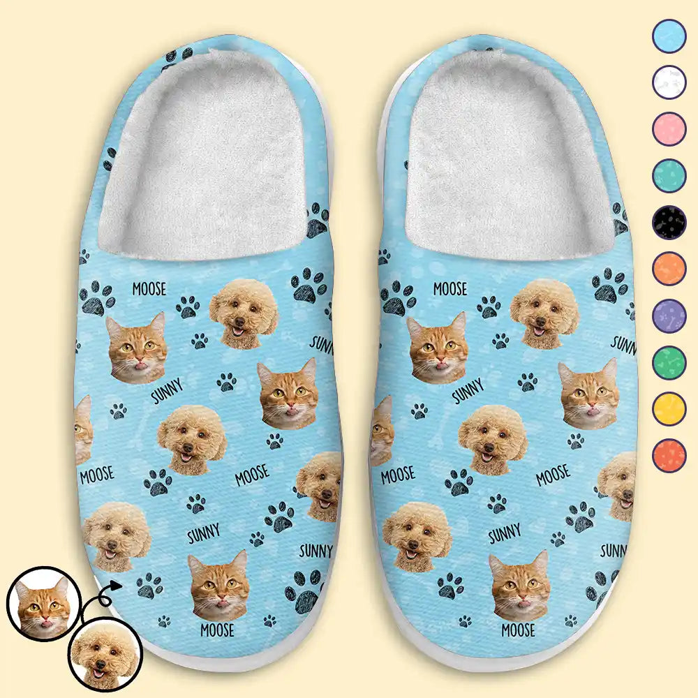 Custom Photo Pet Face - Gift For Pet Lovers - Personalized Fluffy Slippers