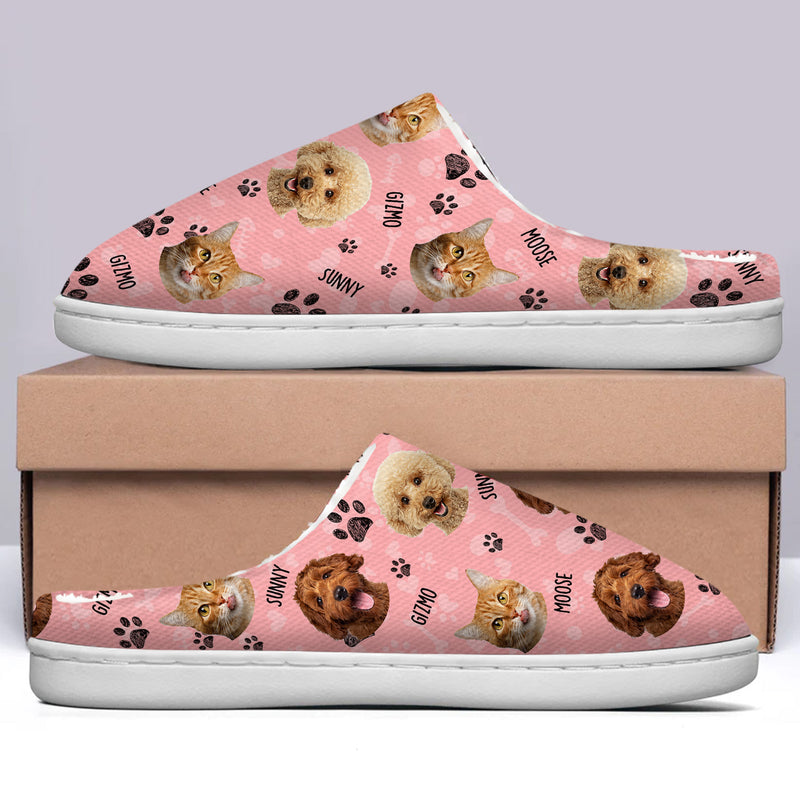Custom Photo Pet Face - Gift For Pet Lovers - Personalized Fluffy Slippers