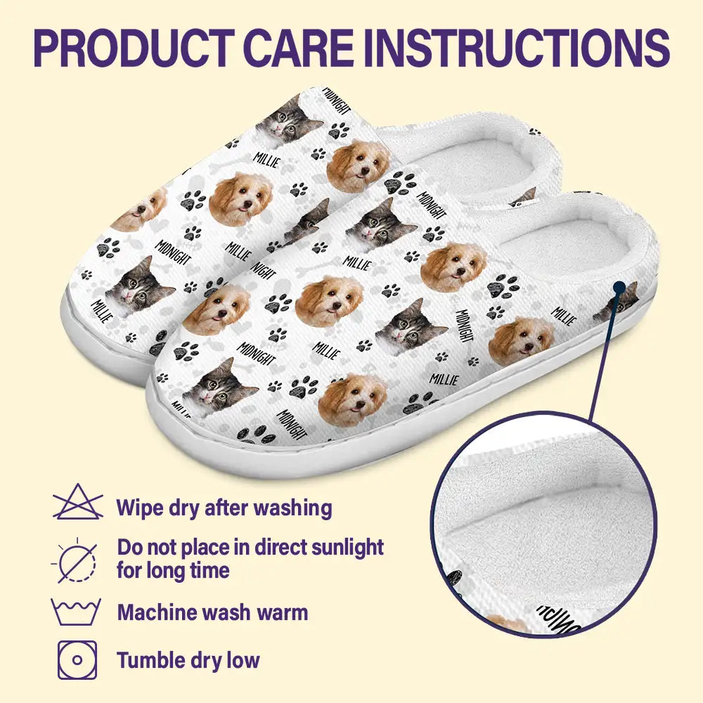 Custom Photo Pet Face - Gift For Pet Lovers - Personalized Fluffy Slippers