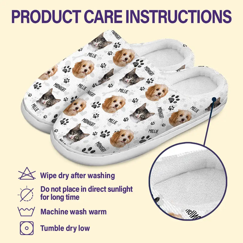 Custom Photo Pet Face - Gift For Pet Lovers - Personalized Fluffy Slippers