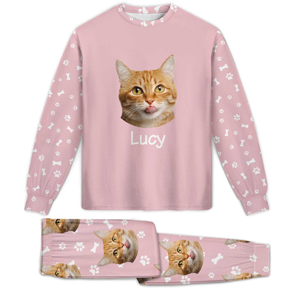 Custom Photo Pet Faces All Over - Gift For Dog Lovers, Cat Lovers - Personalized Unisex Pajamas Set
