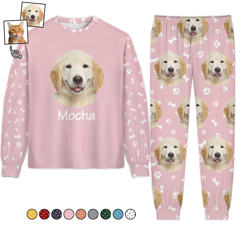 Custom Photo Pet Faces All Over - Gift For Dog Lovers, Cat Lovers - Personalized Unisex Pajamas Set