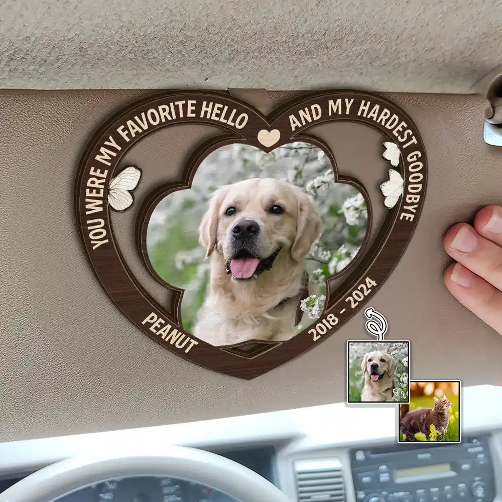 Custom Photo My Favorite Hello, My Hardest Goodbye - Personalized Custom Shaped Car Visor Clip