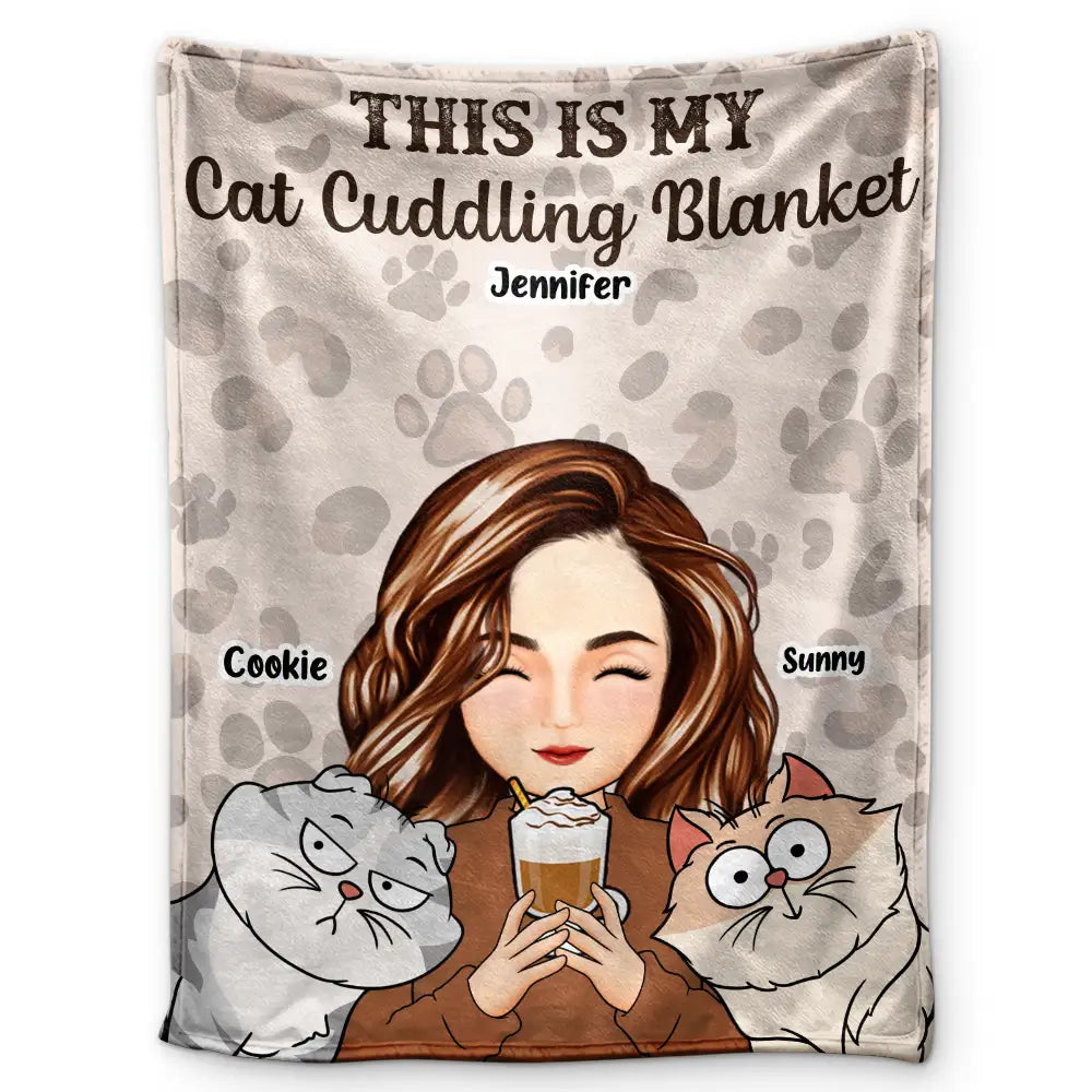 This Is My Cat Dog Cuddling Blanket - Personalized Fleece Blanket, Sherpa Blanket