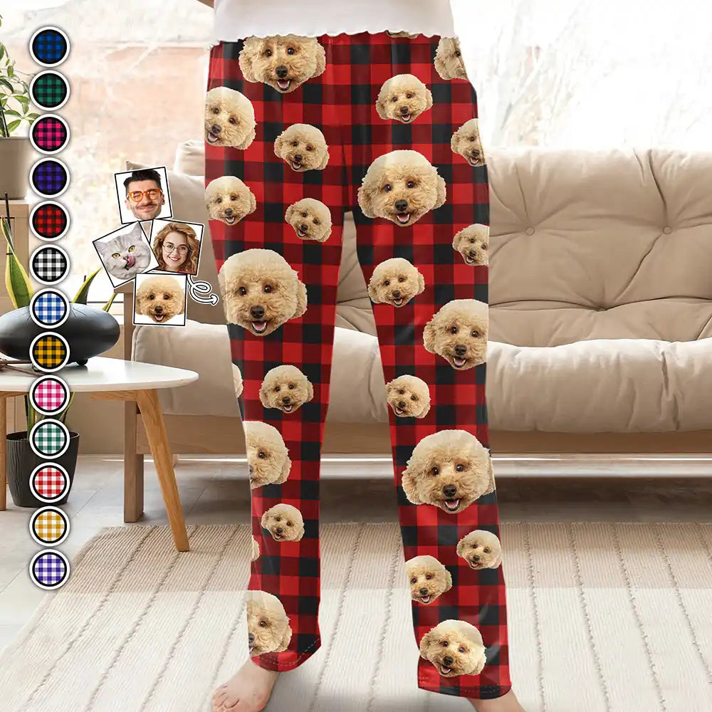 Custom Photo Funny Faces Of Our Pet Family - Personalized Pajama Pants