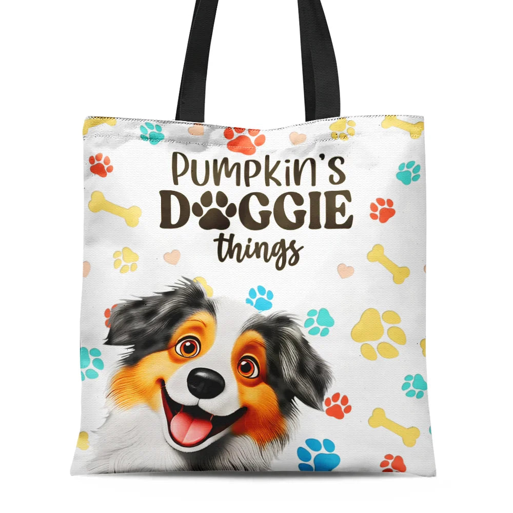 3D Effect Doggie Things For Dog Lovers - Personalized Tote Bag
