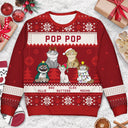 Funny Cat Mom Cat Dad Cartoon Cats - Christmas Gift For Cat Lovers - Personalized Unisex Ugly Sweater