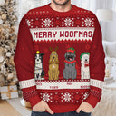 Feliz Navidog Merry Woofmas Cartoon Dogs - Christmas Gift For Dog Lovers - Personalized Unisex Ugly Sweater