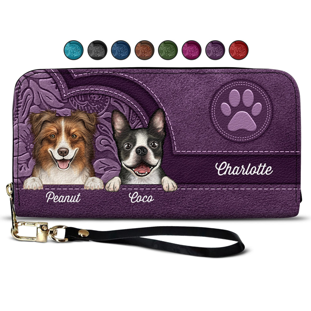 Aesthetic Cute Dog Pattern - Birthday, Loving Gift For Dog Mom, Dog Lovers - Personalized Leather Long Wallet