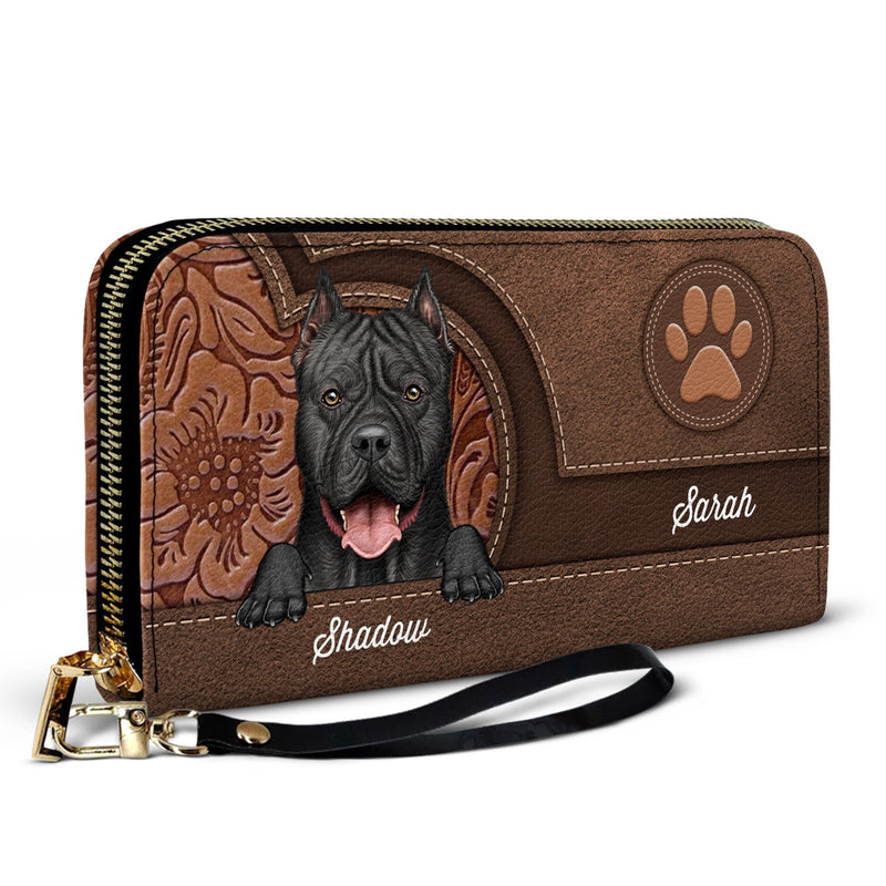 Aesthetic Cute Dog Pattern - Birthday, Loving Gift For Dog Mom, Dog Lovers - Personalized Leather Long Wallet