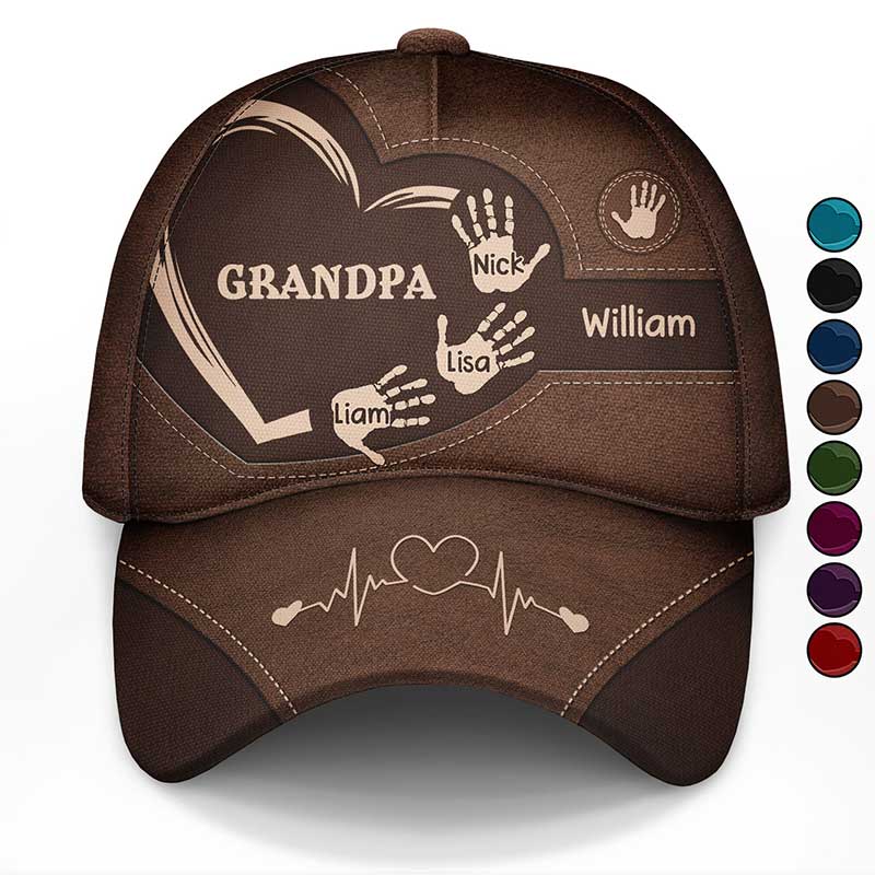 Grandpa Dad Kids Handprints Design - Personalized Classic Cap