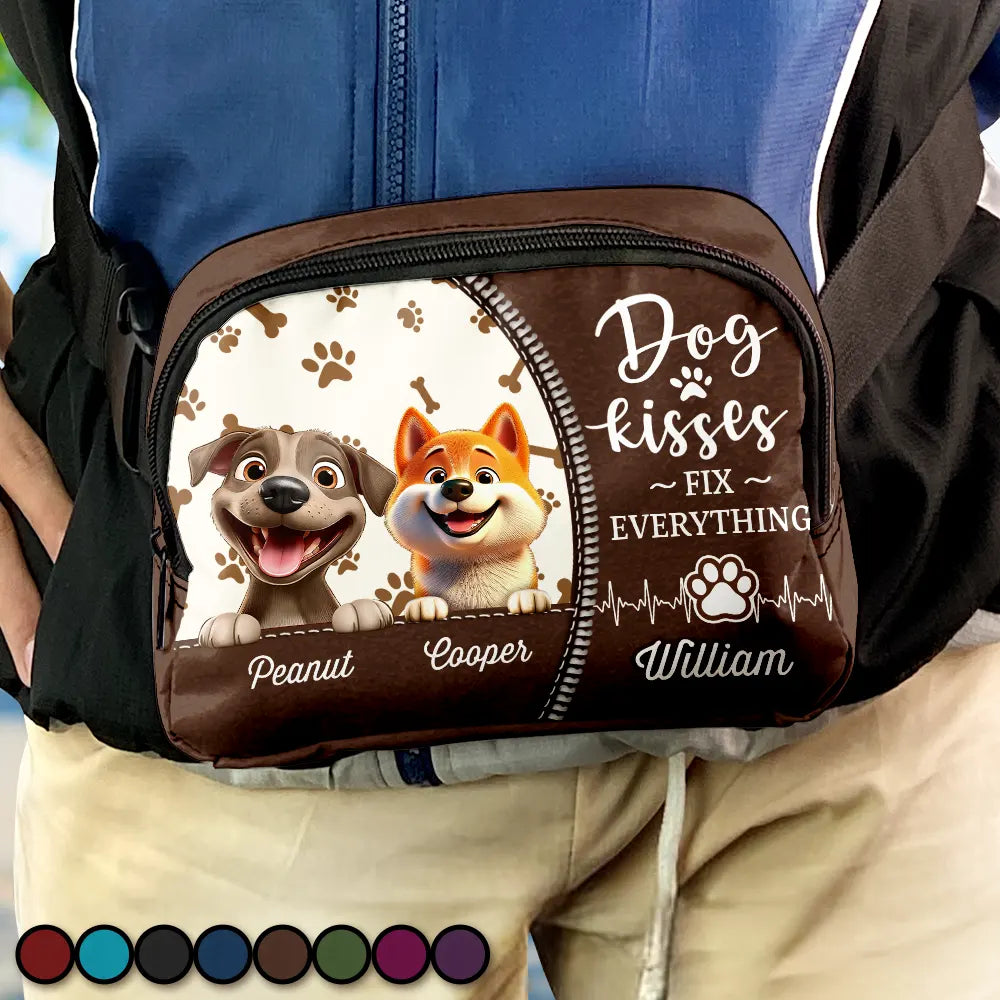 Dog Kisses Fix Everything Dog Lovers - Personalized Crossbody Belt Bag