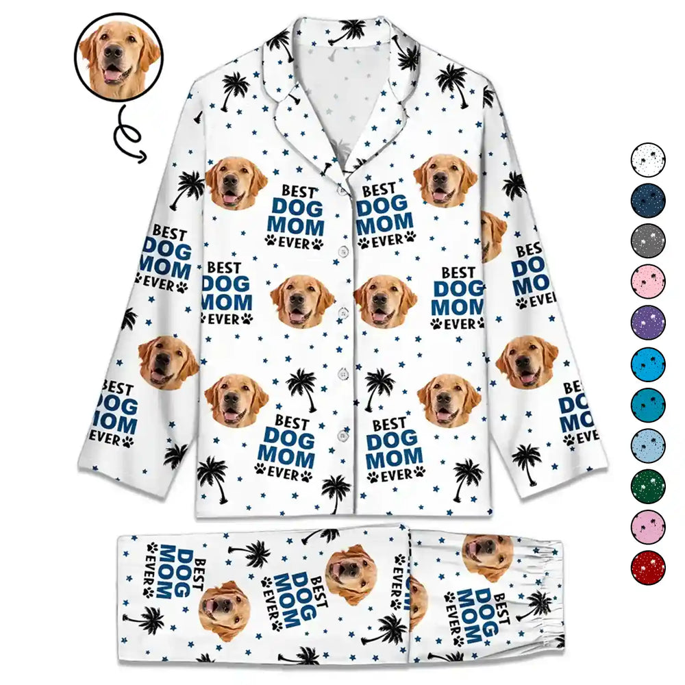 Custom Photo Best Dog Cat Mom Dad Ever - Personalized Long Pajamas Set