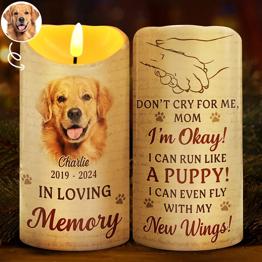 Custom Photo Memorial Don’t Cry For Me I’m Okay - Personalized Flameless LED Candle