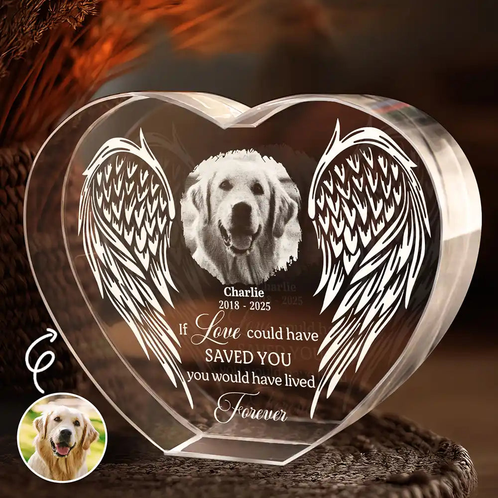 Custom Photo If Love Could Have Saved You Memorial - Personalized Crystal Heart