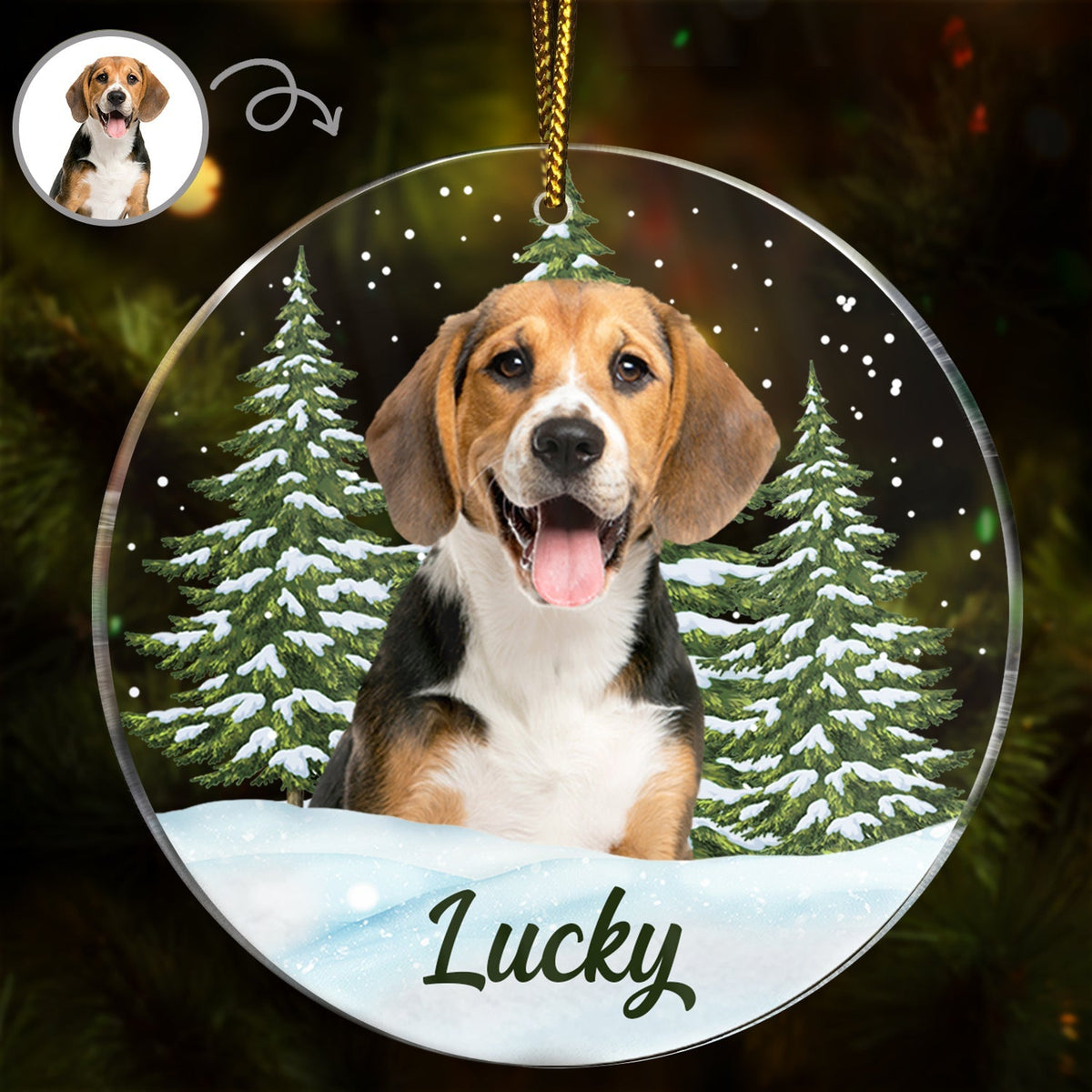 Custom Photo Pet Face - Christmas Gift For Pet Lovers, Pet Memorial - Personalized Circle Acrylic Ornament