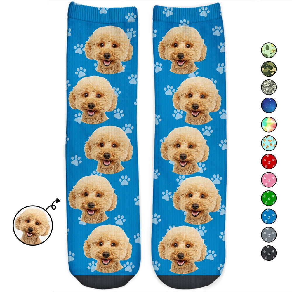 Custom Photo Funny Pet Face Pattern - Gift For Dog Lovers, Cat Lovers, Family - Personalized Socks
