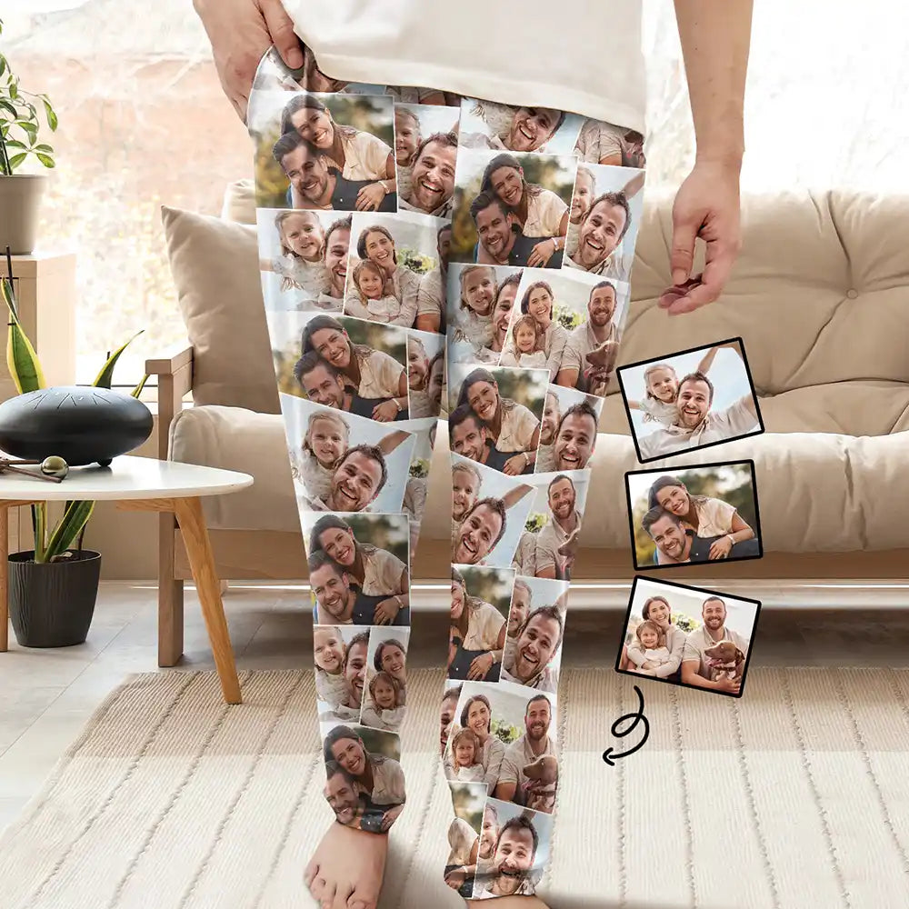 Custom Photo Family Pet Pictures - Personalized Pajama Pants