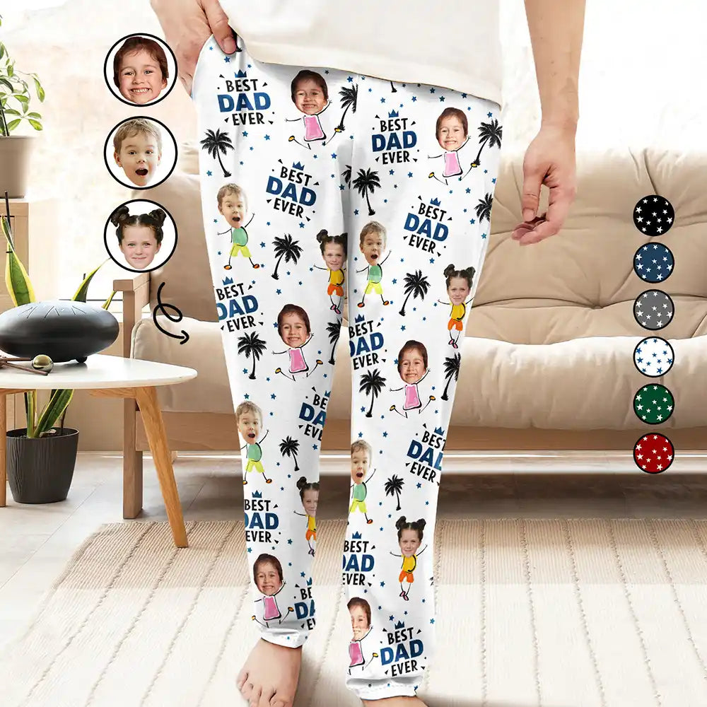 Custom Photo Funny Best Dad Grandpa Ever - Personalized Pajama Pants