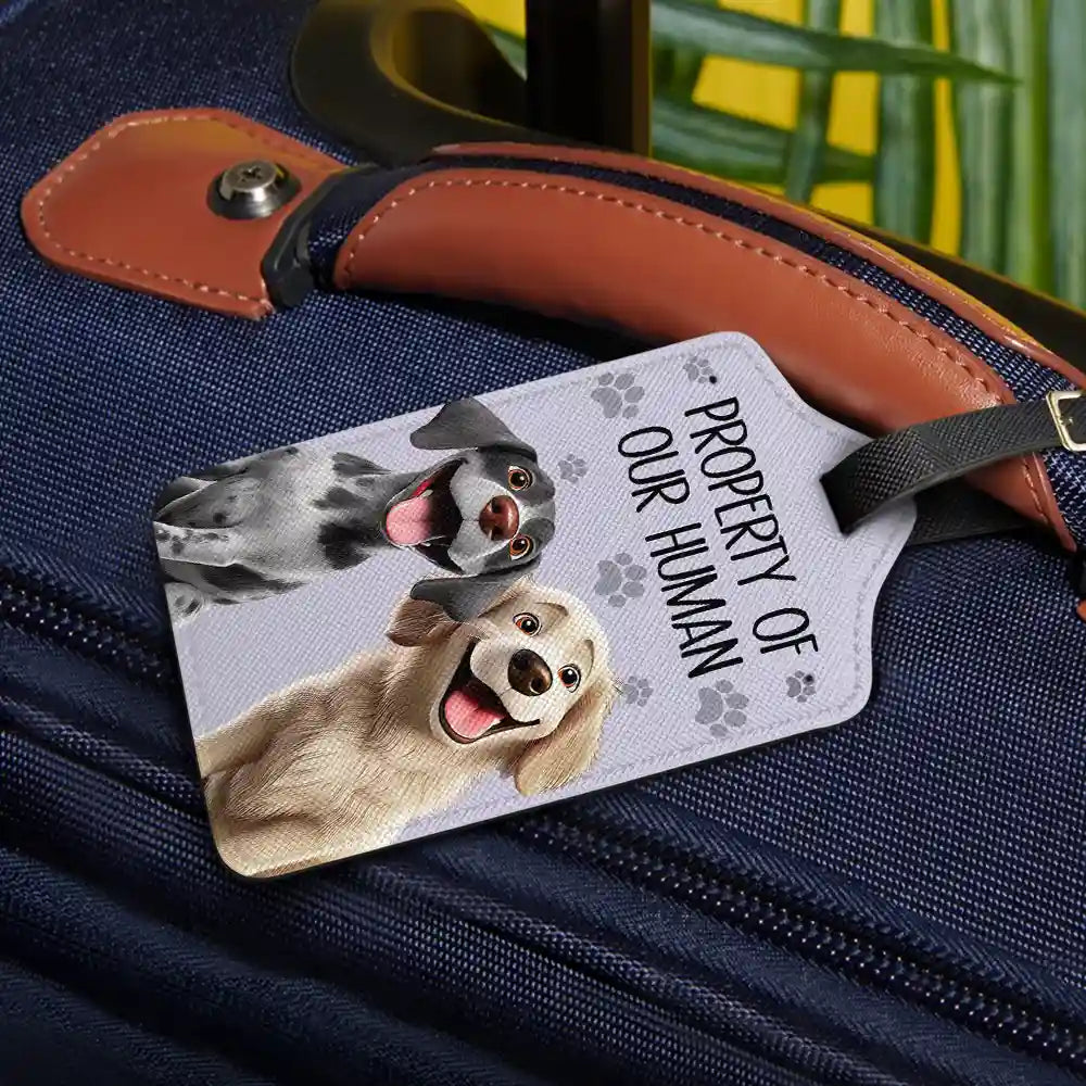 3D Effect Dogs Property Of My Human - Personalized Luggage Tag