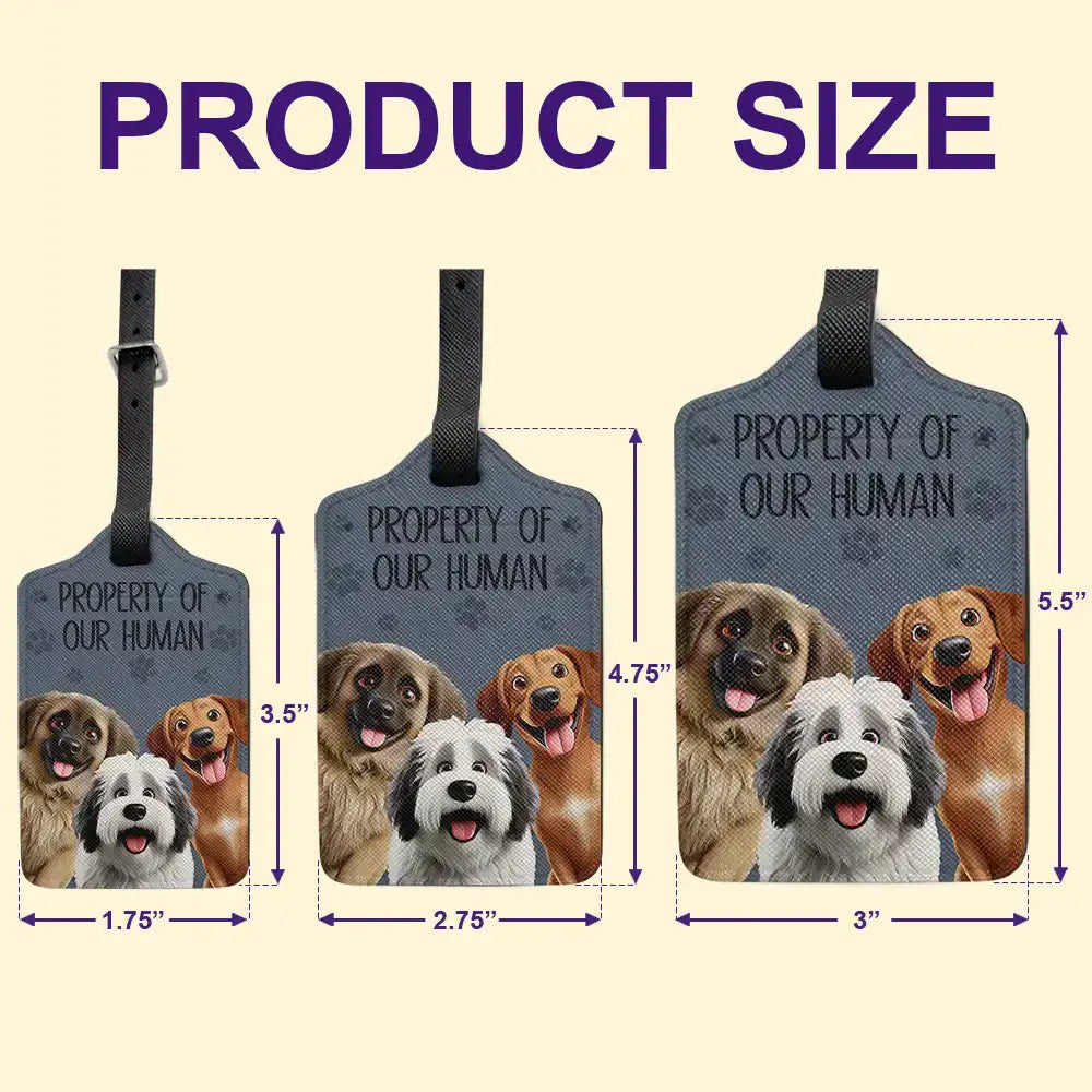 3D Effect Dogs Property Of My Human - Personalized Luggage Tag
