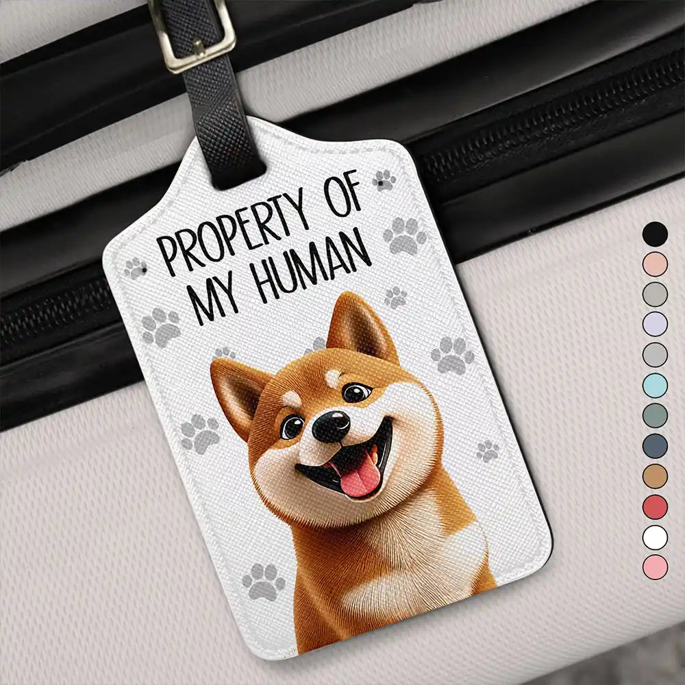 3D Effect Dogs Property Of My Human - Personalized Luggage Tag
