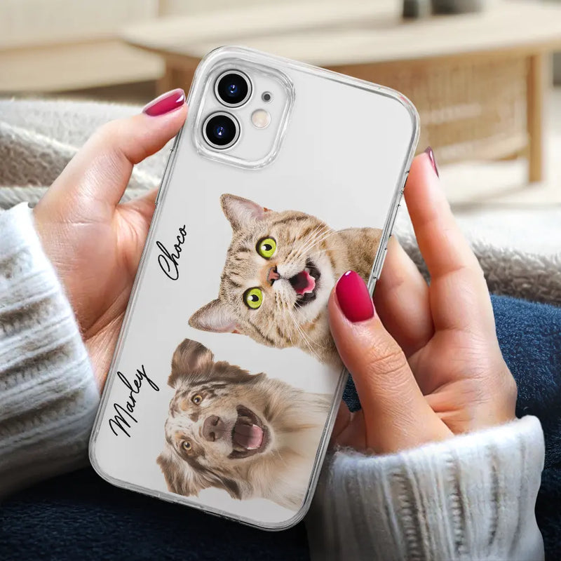 Photo personnalisée de votre chien ou chat adoré - Coque de téléphone transparente personnalisée