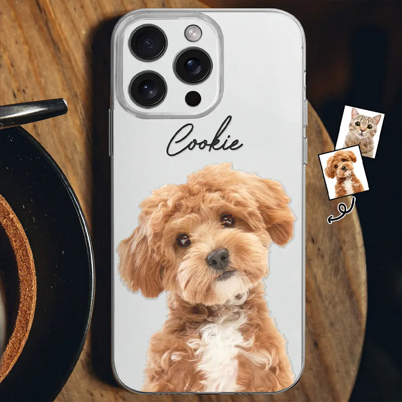 Photo personnalisée de votre chien ou chat adoré - Coque de téléphone transparente personnalisée