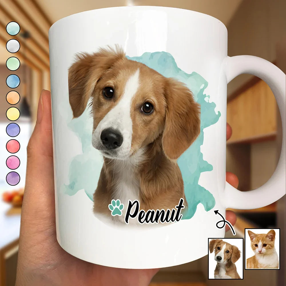Custom Photo Dog Cat Pet Portrait - Personalized Mug
