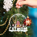 Cat Mom Cartoon Cats Snowdome - Christmas Gift For Cat Lovers - Personalized Custom Shaped Acrylic Ornament