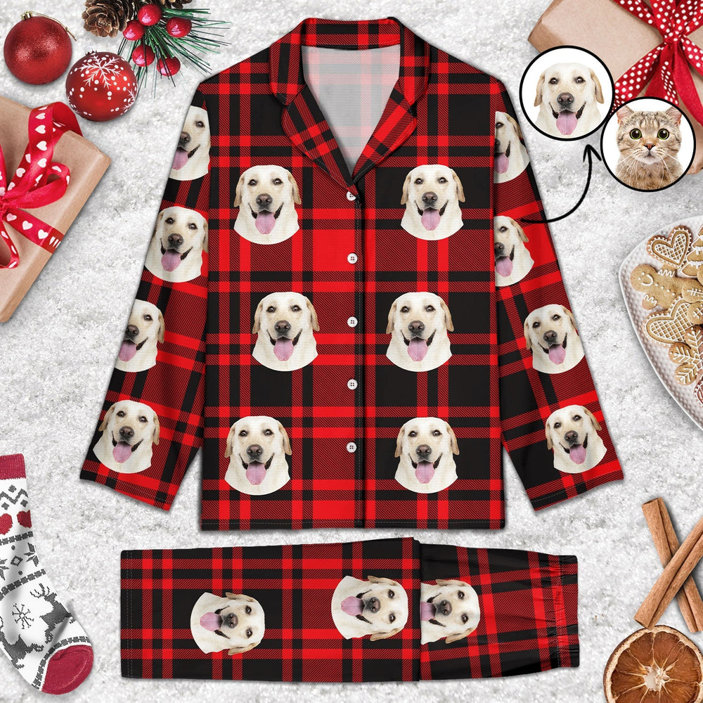 Custom Photo Pet Face - Gift For Pet Lovers - Personalized Long Pajamas Set