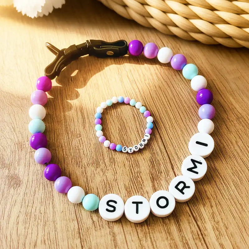 Pet Name Necklace And Bracelet Set - Pet Lovers Keepsake Name - Personalized Pet Name Necklace & Bracelet Set