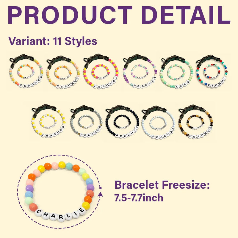 Pet Name Necklace And Bracelet Set - Pet Lovers Keepsake Name - Personalized Pet Name Necklace & Bracelet Set