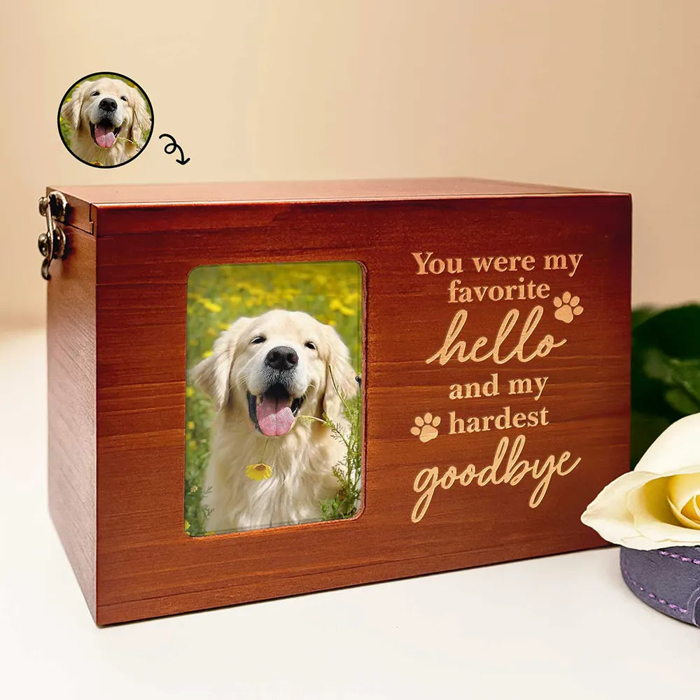 Pet Memorial Urn Special Keepsake - Personalized Wooden Keepsake Box With Photo Frame