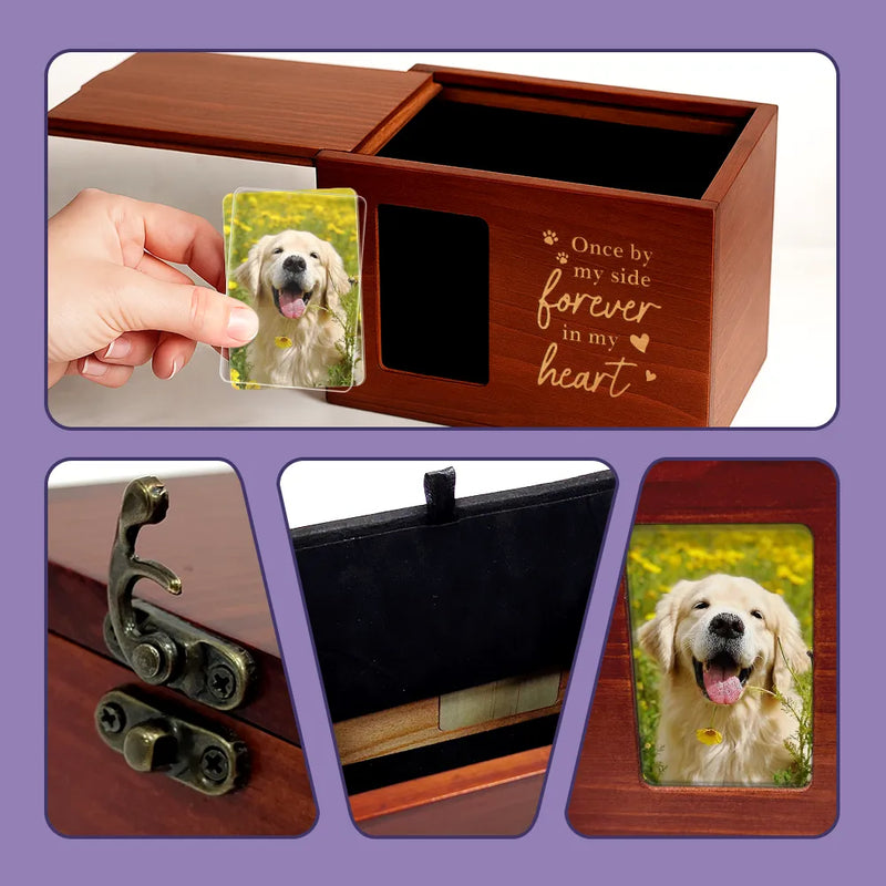 Dog Lovers,Dog Mom,Dog Dad,Pet Lovers,Pet Dad,Pet Mom,Cat Lovers,Cat Mom,Cat Dad,Memorial,Sad,Dog Couple,Pet Couple,Cat Couple-Pet Memorial Urn Special Keepsake - Personalized Wooden Keepsake Box With Photo Frame
