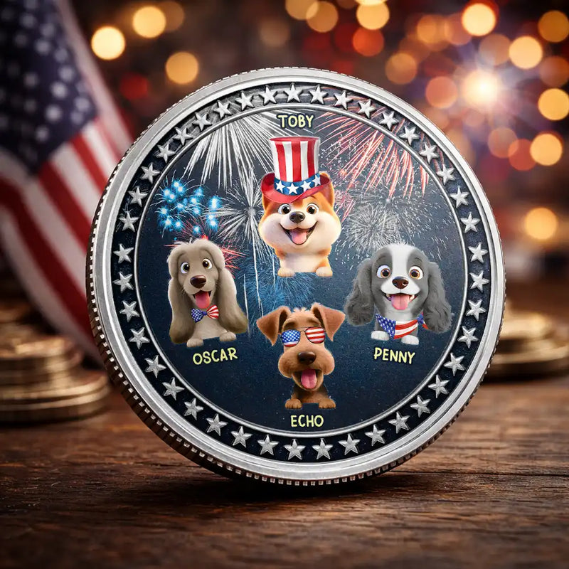 Independence Day,America 250th,Pet Lovers - Proudly Pawtriotic 250 Years Of Freedom Cat Dog - Personalized Commemorative Keepsake Coin
