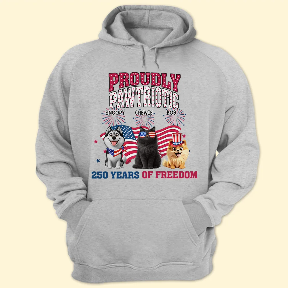 Proudly Pawtriotic 250 Years Of Freedom Cat Dog - Personalized T Shirt