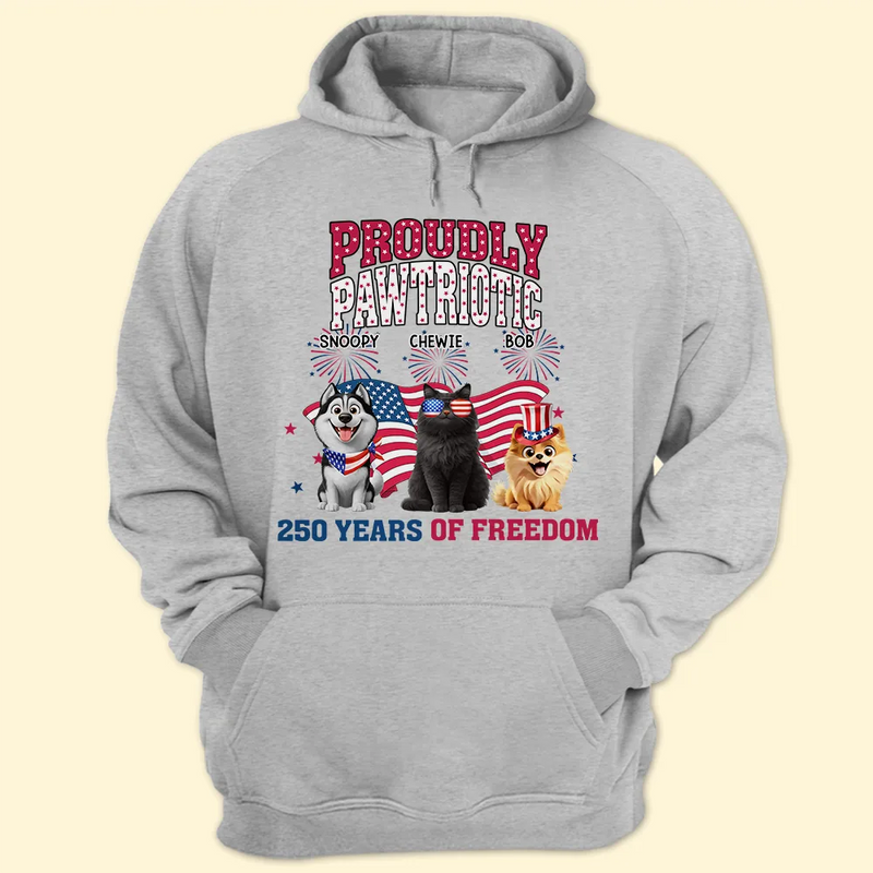 Proudly Pawtriotic 250 Years Of Freedom Cat Dog - Personalized T Shirt