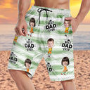 Custom Photo Funny Best Dad Grandpa Ever - Personalized Unisex Beach Shorts
