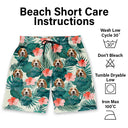 Custom Photo Tropical Leaves Funny Pet Face - Personalized Unisex Beach Shorts