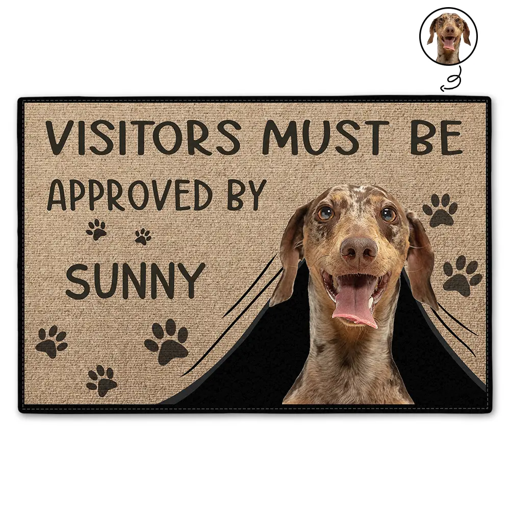 Custom Photo Funny Visitors Must Be Approved By This Dog - Personalized Doormat