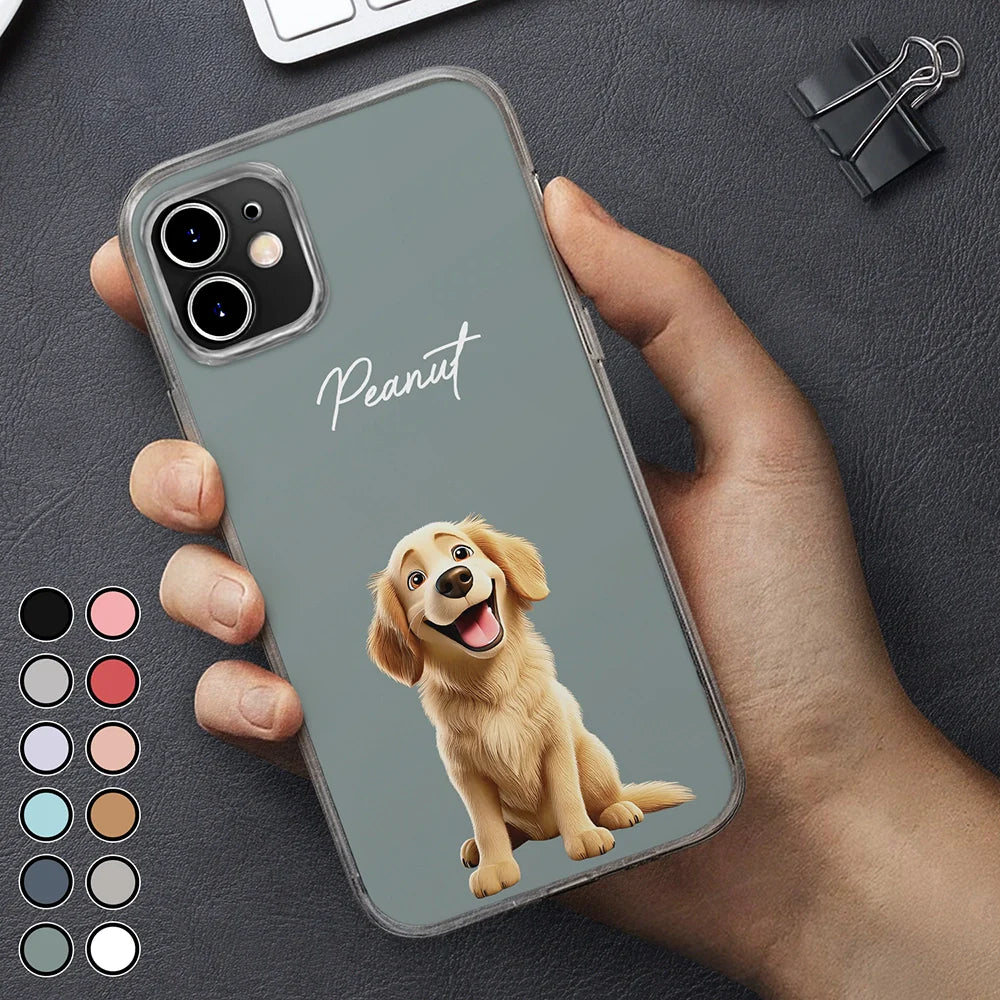 3D Cartoon Effect Your Dog - Dog Mom Dog Dad - Personalized Clear Phone Case