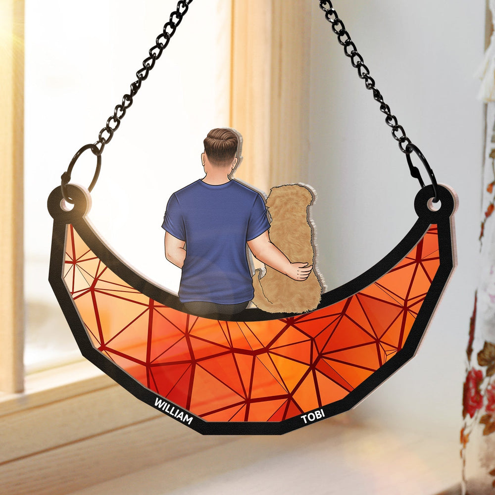 A Bond That Can't Be Broken A Man And His Dog  - Personalized Window Hanging Suncatcher Ornament