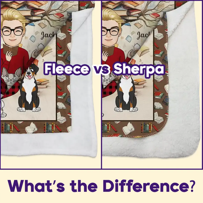 Just A Girl Who Loves Books And Pets - Personalized Fleece Blanket, Sherpa Blanket